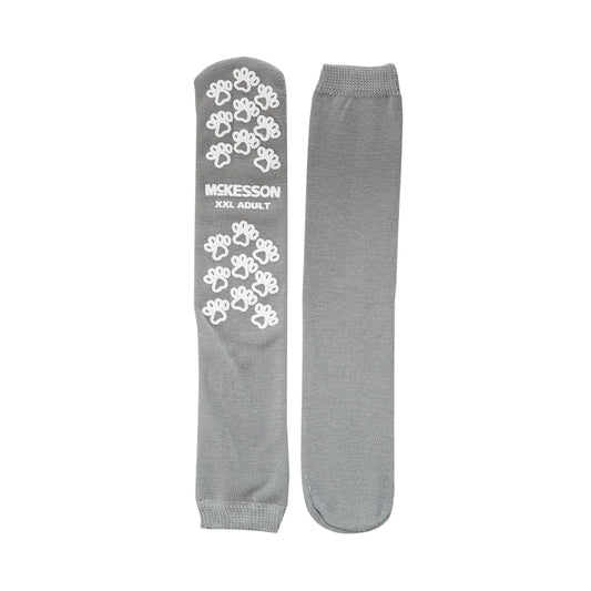 Slipper Socks McKesson Terries™ Unisex Adult 2X-Large Single Tread Single Patient Use Gray