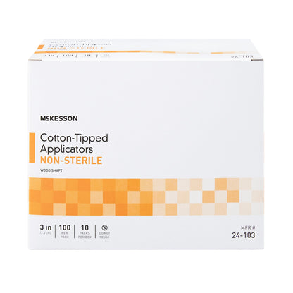 Swabstick McKesson Cotton Tip Wood Shaft 3 Inch NonSterile 100 per Pack