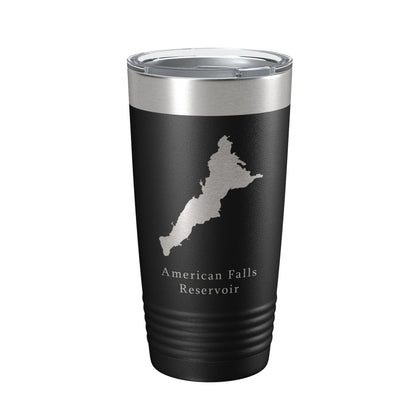 American Falls Reservoir Tumbler Lake Map Travel Mug Insulated Laser Engraved Coffee Cup Snake River Idaho 20 oz-0