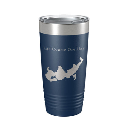 Lac Courte Oreilles Tumbler Lake Map Travel Mug Insulated Laser Engraved Coffee Cup Wisconsin 20 oz-8