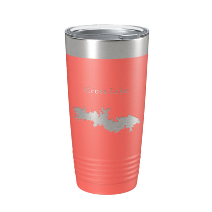Cross Lake Map Tumbler Travel Mug Insulated Laser Engraved Coffee Cup Shreveport Louisiana 20 oz-20
