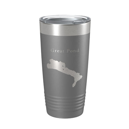 Great Pond Tumbler Lake Map Travel Mug Insulated Laser Engraved Coffee Cup Maine 20 oz-16