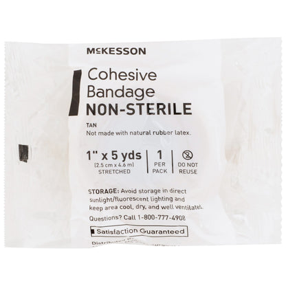Cohesive Bandage McKesson 1 Inch X 5 Yard Self-Adherent Closure Tan NonSterile Standard Compression