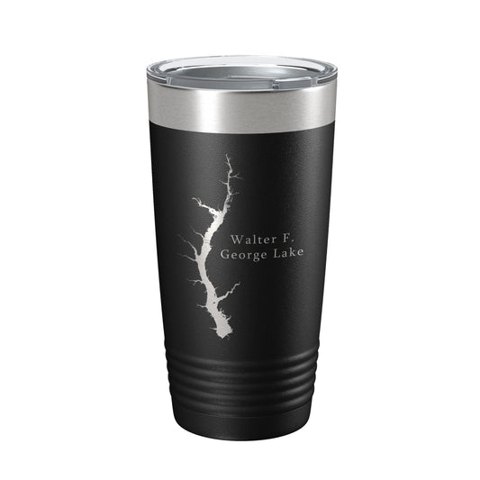 Walter F. George Lake Map Tumbler Travel Mug Insulated Laser Engraved Coffee Cup Alabama Georgia 20 oz-0