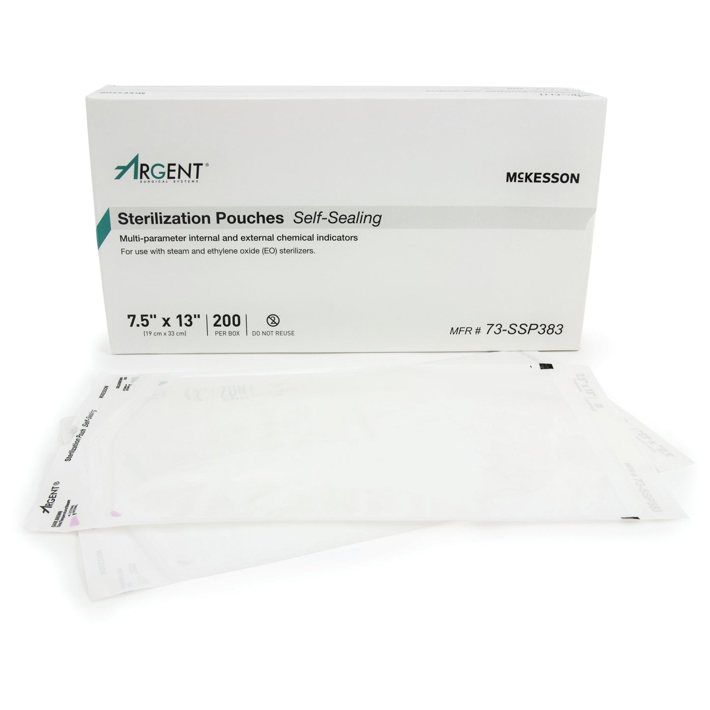 Sterilization Pouch McKesson Argent™ Sure-Check® Ethylene Oxide (EO) Gas / Steam 7-1/2 X 13 Inch Transparent / Blue Self Seal Paper / Film