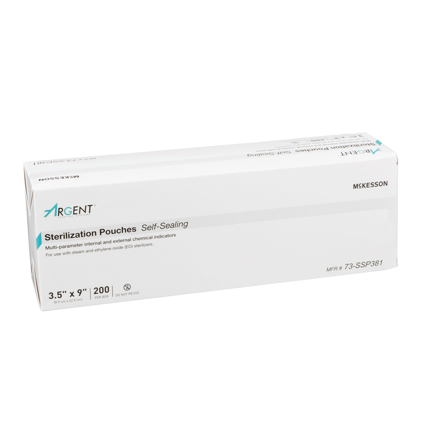 Sterilization Pouch McKesson Argent™ Sure-Check® Ethylene Oxide (EO) Gas / Steam 3-1/2 X 9 Inch Transparent / Blue Self Seal Paper / Film