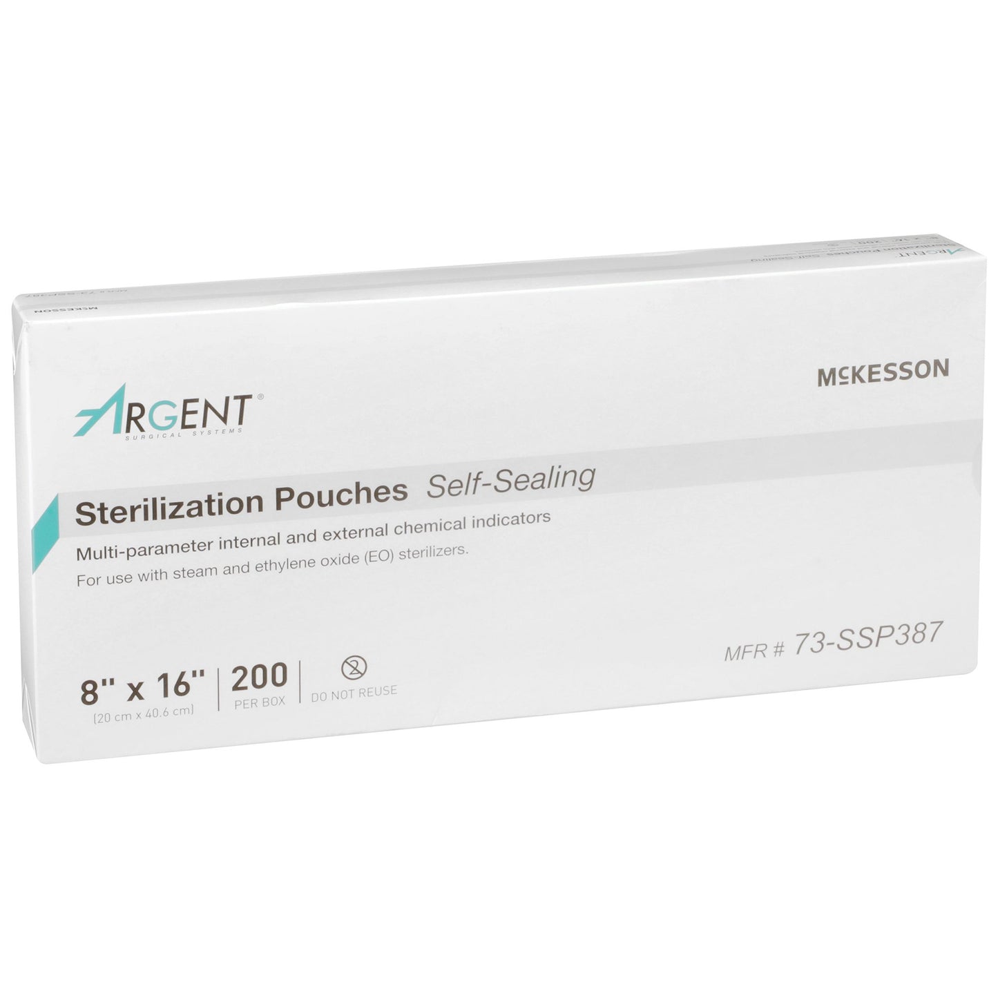 Sterilization Pouch McKesson Argent™ Sure-Check® Ethylene Oxide (EO) Gas / Steam 8 X 16 Inch Transparent / Blue Self Seal Paper / Film