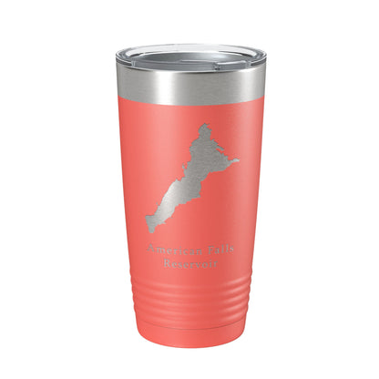 American Falls Reservoir Tumbler Lake Map Travel Mug Insulated Laser Engraved Coffee Cup Snake River Idaho 20 oz-20