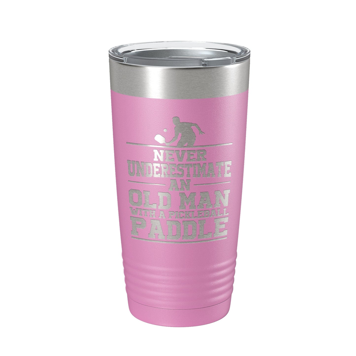 Funny Pickleball Tumbler Never Underestimate An Old Man With A Pickle Ball Paddle Travel Mug Insulated Laser Engraved Coffee Cup Gift 20 oz-14