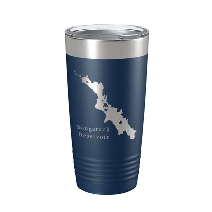 Saugatuck Reservoir Tumbler Lake Map Travel Mug Insulated Laser Engraved Coffee Cup Connecticut 20 oz-2