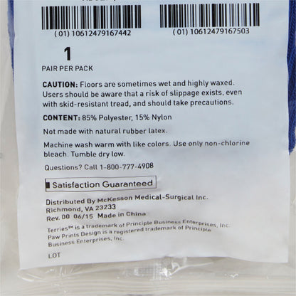Slipper Socks McKesson Terries™ Unisex Adult X-Large Double Tread Single Patient Use Royal Blue