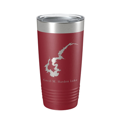 Cecil M. Harden Lake Map Tumbler Travel Mug Insulated Laser Engraved Coffee Cup Indiana 20 oz-18