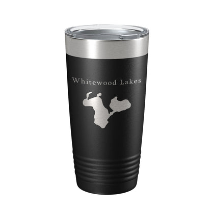 Whitewood Lakes Map Tumbler Travel Mug Insulated Laser Engraved Coffee Cup Huron River Chain of Lakes Michigan 20 oz-0