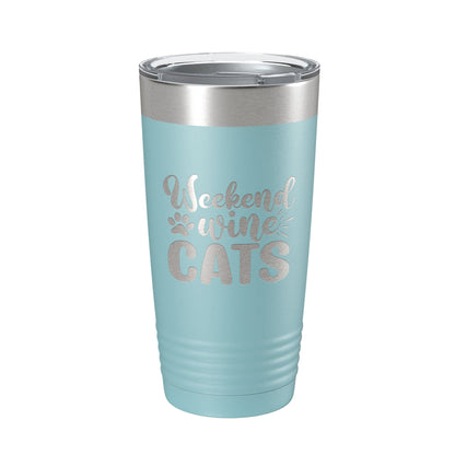 Weekend Wine Cats Tumbler Travel Mug Funny Cat Lover Gift Insulated Laser Engraved Coffee Cup 20 oz-13