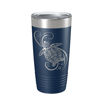 Sea Turtle Mandala Tumbler Travel Mug Insulated Laser Engraved Coffee Cup Turtle Zentangle Pattern Design Gift 20 oz-8