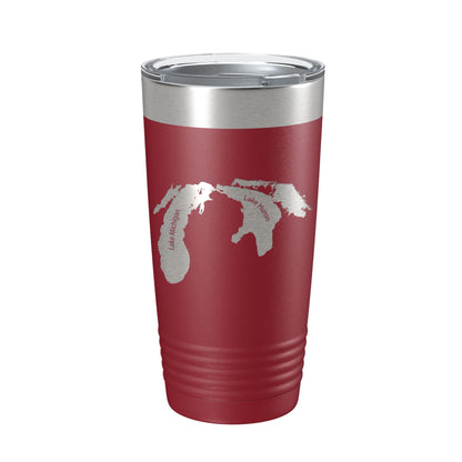 Lake Michigan-Huron Map Tumbler Travel Mug Insulated Laser Engraved Coffee Cup Illinois Wisconsin Indiana Michigan Ontario 20oz-18