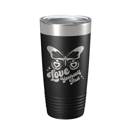Love Yourself First Tumbler Galentine's Day Single Divorce Breakup Travel Mug Valentine's Gift Insulated Laser Engraved Coffee Cup 20 oz-0