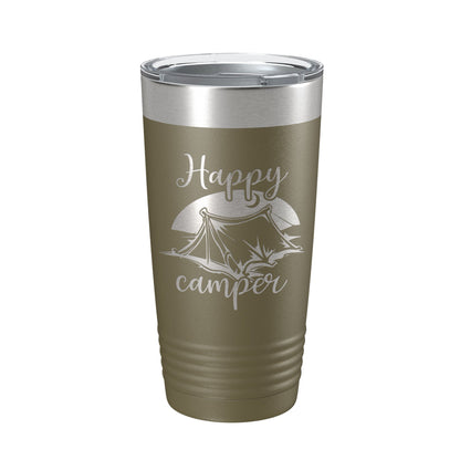 Happy Camper Tumbler Travel Mug Gift Insulated Laser Engraved Coffee Cup 20 oz-21