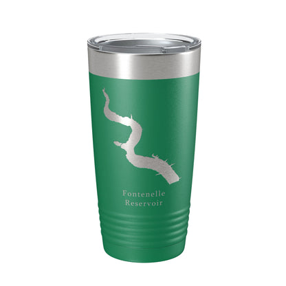 Fontenelle Reservoir Tumbler Lake Map Travel Mug Insulated Laser Engraved Coffee Cup Wyoming 20 oz-9