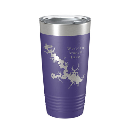 Western Branch Lake Reservoir Map Tumbler Travel Mug Insulated Laser Engraved Coffee Cup Suffolk Virginia 20 oz-15