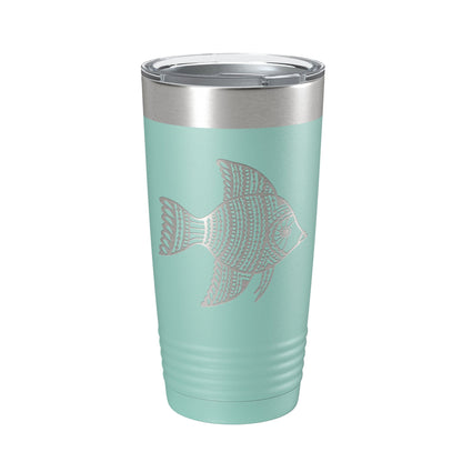 Fish Tumbler Zentangle Travel Mug Insulated Laser Engraved Coffee Cup 20 oz-12