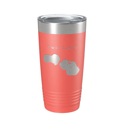 Twin Lakes Map Tumbler Travel Mug Insulated Laser Engraved Coffee Cup Muskegon County Michigan 20 oz-20
