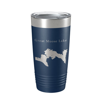 Great Moose Lake Map Tumbler Travel Mug Insulated Laser Engraved Coffee Cup Maine 20 oz-2