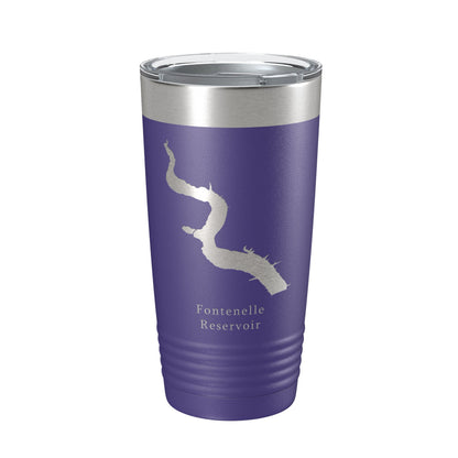 Fontenelle Reservoir Tumbler Lake Map Travel Mug Insulated Laser Engraved Coffee Cup Wyoming 20 oz-15