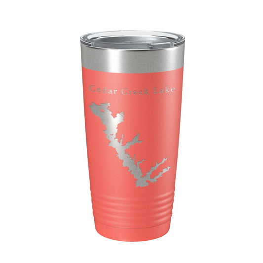 Cedar Creek Lake Reservoir Map Tumbler Travel Mug Insulated Laser Engraved Coffee Cup Texas 20 oz-20