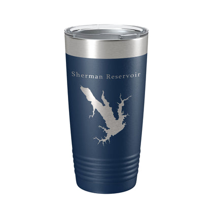 Sherman Reservoir Tumbler Lake Map Travel Mug Insulated Laser Engraved Coffee Cup Nebraska 20 oz-2