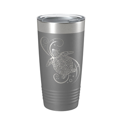 Sea Turtle Mandala Tumbler Travel Mug Insulated Laser Engraved Coffee Cup Turtle Zentangle Pattern Design Gift 20 oz-16
