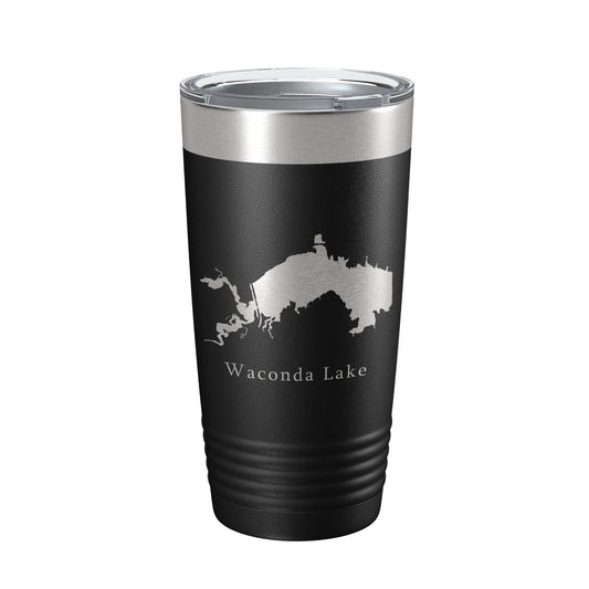 Waconda Lake Map Tumbler Travel Mug Insulated Laser Engraved Coffee Cup Kansas 20 oz-0