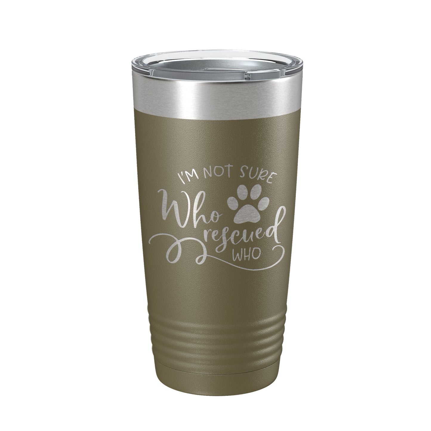 I'm Not Sure Who Rescued Who Tumbler Travel Mug Insulated Laser Engraved Coffee Cup Funny Dog Cat Lover Gift 20 oz-21