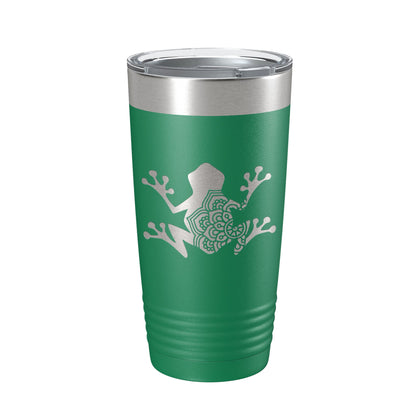 Frog Mandala Tumbler Travel Mug Insulated Laser Engraved Coffee Cup Frog Zentangle Pattern Design Gift 20 oz-9