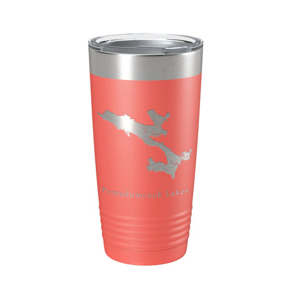 Pemadumcook Chain of Lakes Map Tumbler Travel Mug Insulated Laser Engraved Coffee Cup South Twin Ambajejus Maine 20 oz-20