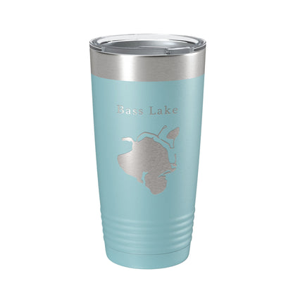 Bass Lake Map Tumbler Travel Mug Insulated Laser Engraved Coffee Cup Hamburg Township Huron River Chain of Lakes Michigan 20 oz-13