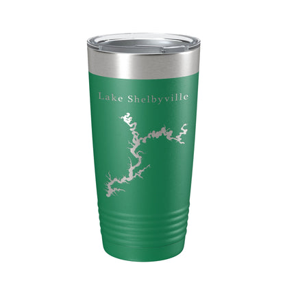 Lake Shelbyville Map Tumbler Travel Mug Insulated Laser Engraved Coffee Cup Illinois 20 oz-9