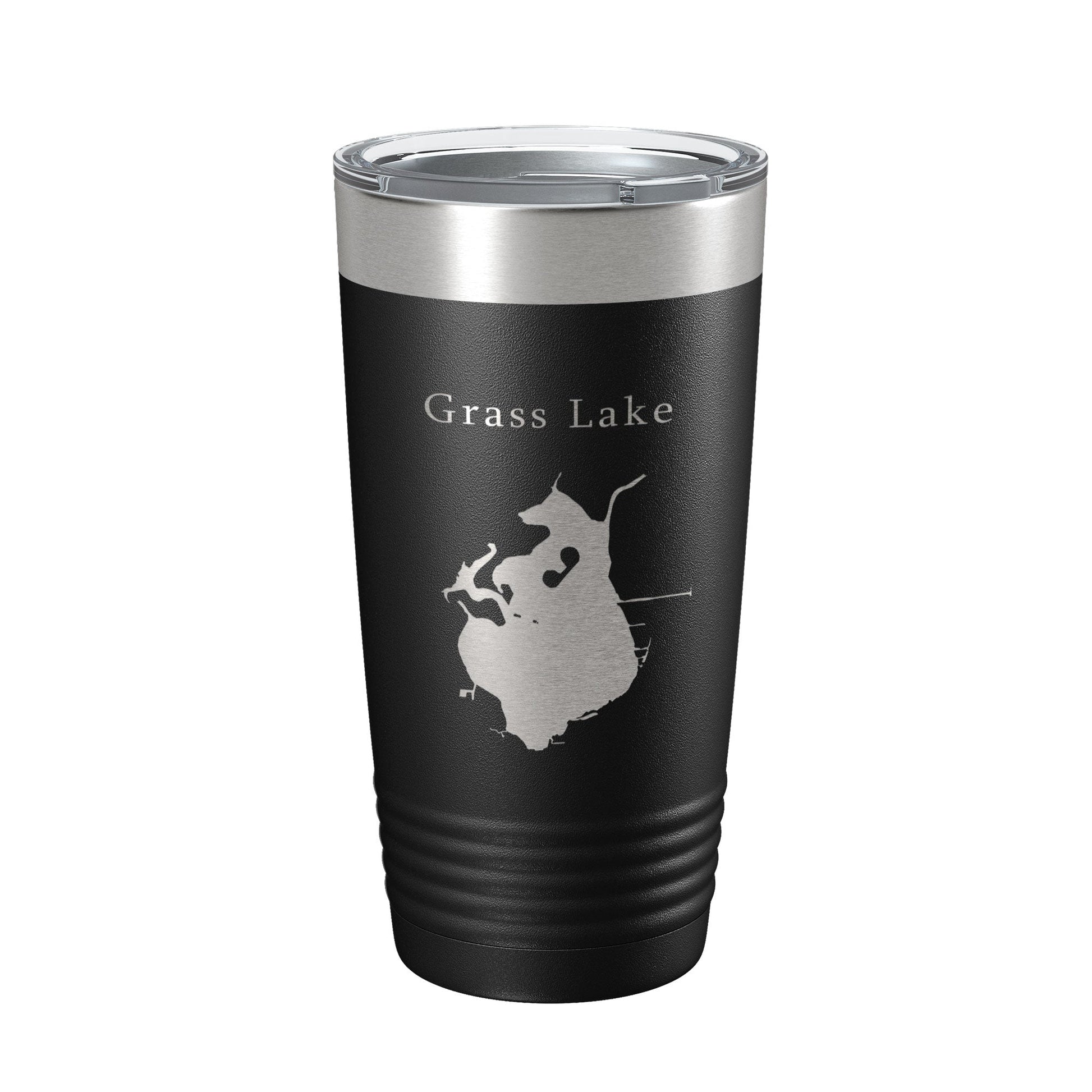 Grass Lake Map Tumbler Travel Mug Insulated Laser Engraved Coffee Cup Illinois 20 oz-0