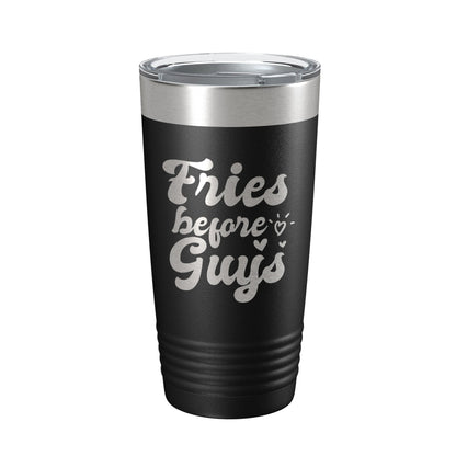 Fries Before Guys Tumbler Funny Galentine's Day Travel Mug Valentine's Single Insulated Laser Engraved Coffee Cup Retro 20 oz-0