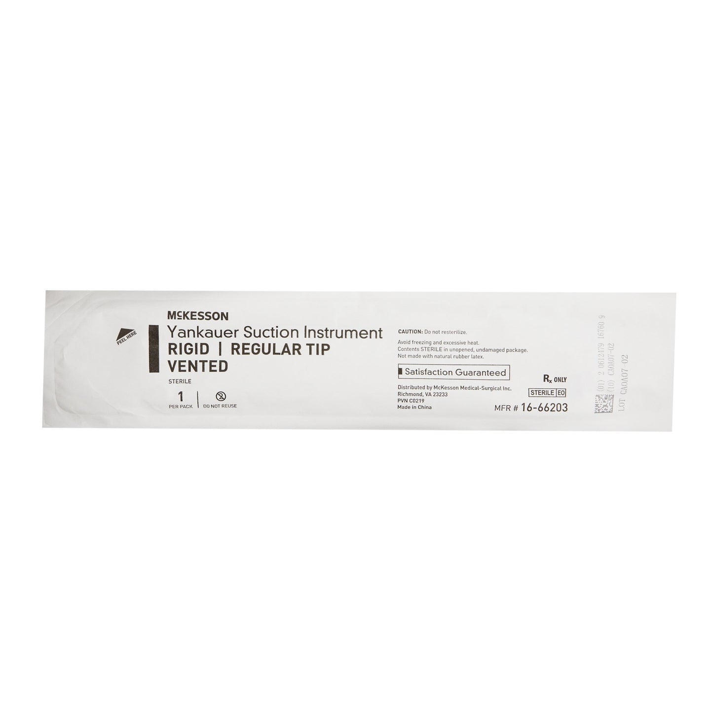 Suction Tube Handle McKesson Rigid Type Open Tip Yankauer Style Vented Sterile