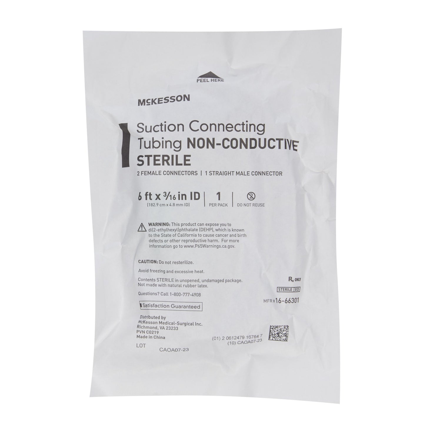 Suction Tubing McKesson Clear 3/16 Inch I.D. 6 Foot Length PVC Sterile