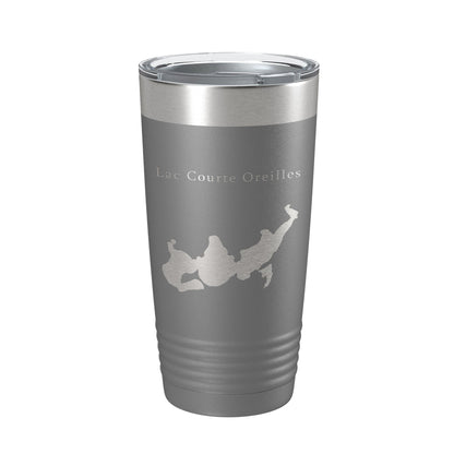 Lac Courte Oreilles Tumbler Lake Map Travel Mug Insulated Laser Engraved Coffee Cup Wisconsin 20 oz-16
