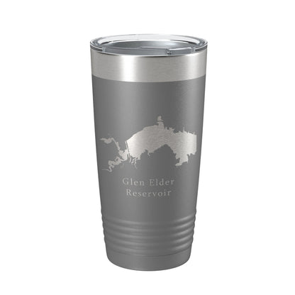 Glen Elder Reservoir Tumbler Lake Map Travel Mug Insulated Laser Engraved Coffee Cup Kansas 20 oz-16