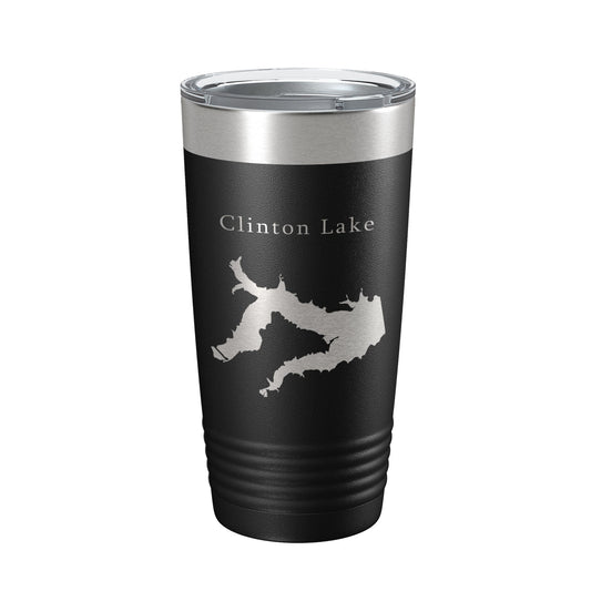 Clinton Lake Map Tumbler Travel Mug Insulated Laser Engraved Coffee Cup Kansas 20 oz-0