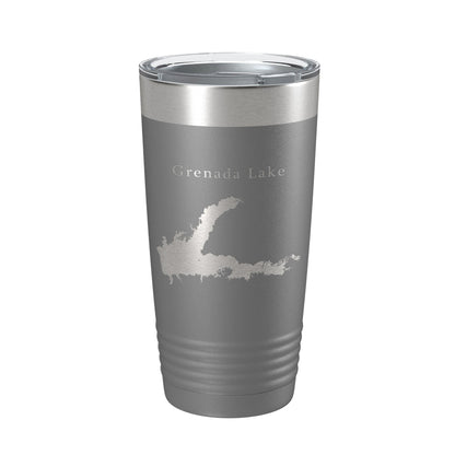 Grenada Lake Map Tumbler Travel Mug Insulated Laser Engraved Coffee Cup Mississippi 20 oz-16