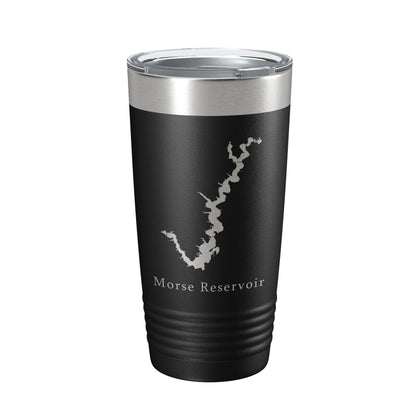 Morse Reservoir Tumbler Lake Map Travel Mug Insulated Laser Engraved Coffee Cup Indiana 20 oz-0