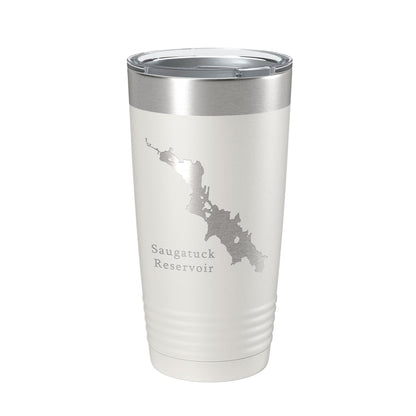 Saugatuck Reservoir Tumbler Lake Map Travel Mug Insulated Laser Engraved Coffee Cup Connecticut 20 oz-1