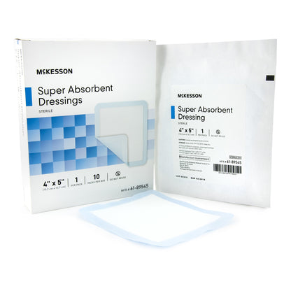 Super Absorbent Dressing McKesson 4 X 5 Inch Rectangle