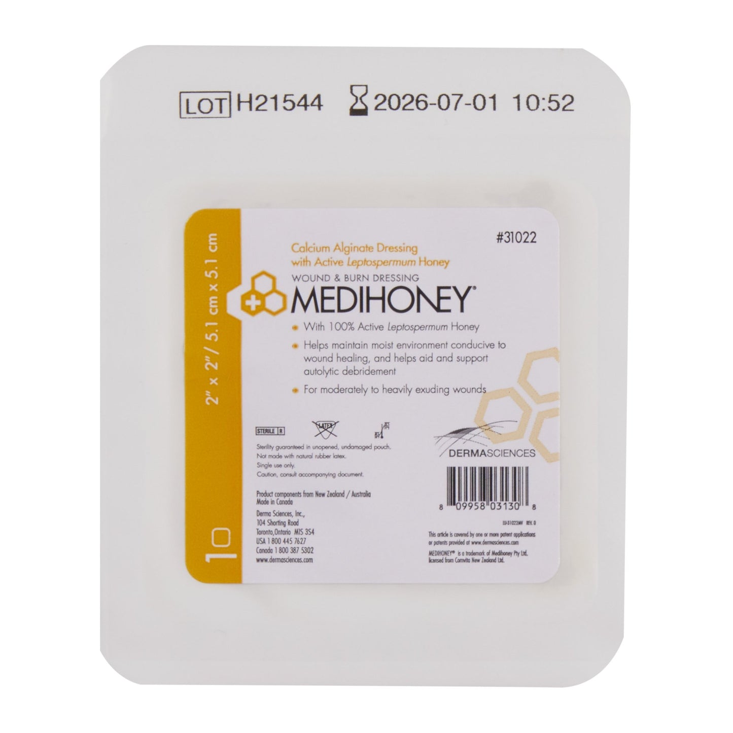 Honey Impregnated Wound Dressing MEDIHONEY® Square 2 X 2 Inch Sterile