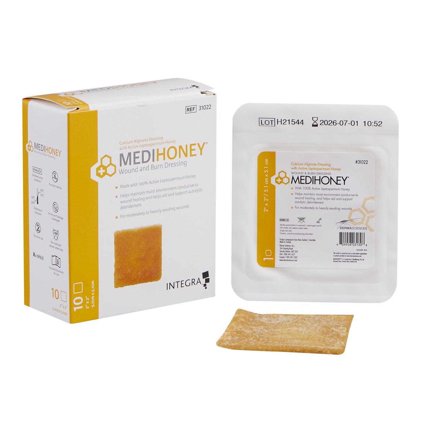 Honey Impregnated Wound Dressing MEDIHONEY® Square 2 X 2 Inch Sterile